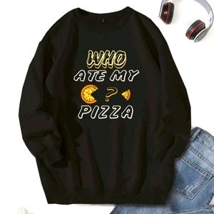 Who Ate My Pizza Graphic Sweatshirt Black Fun Food Humor Sz.4X